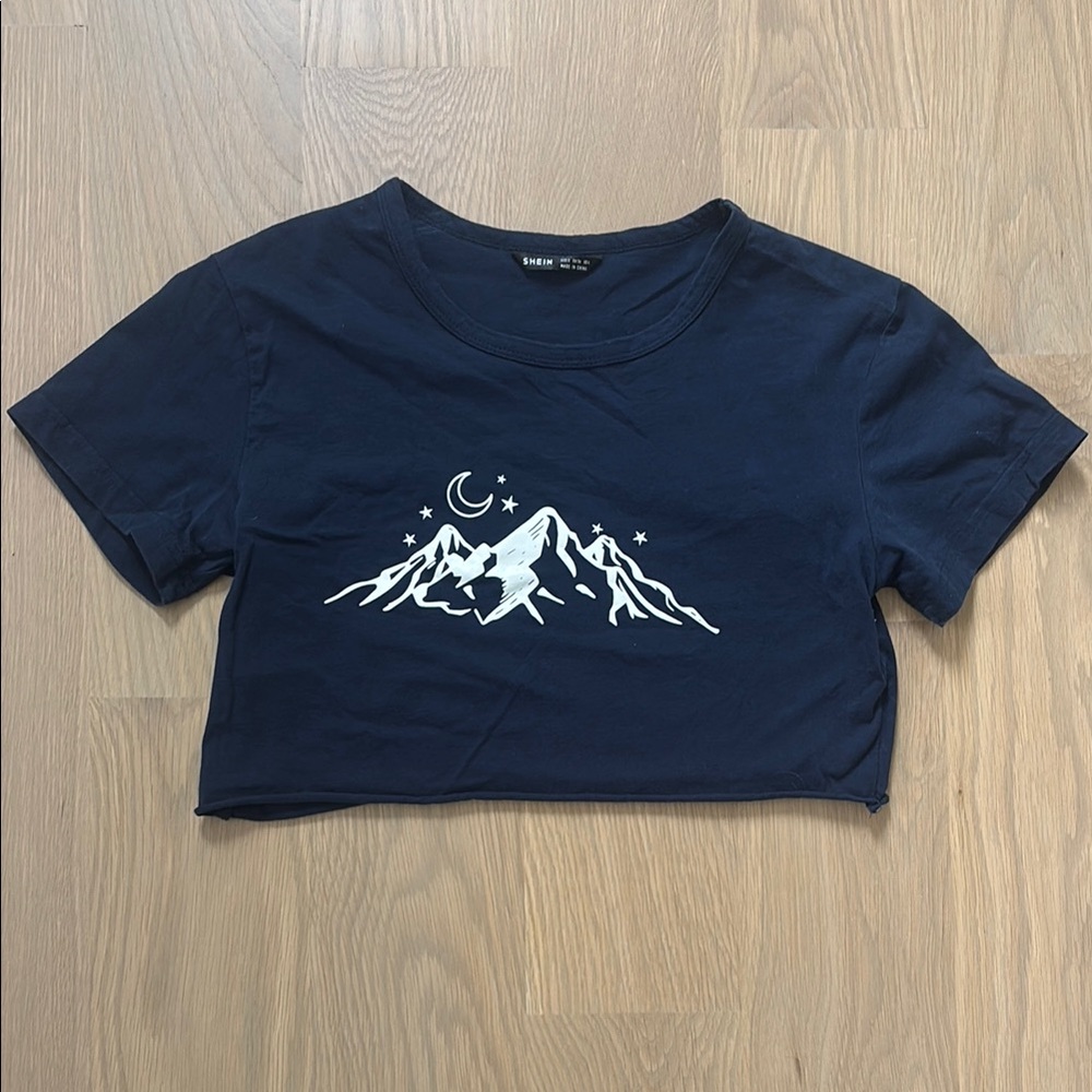 Navy Cropped Mountain Shirt